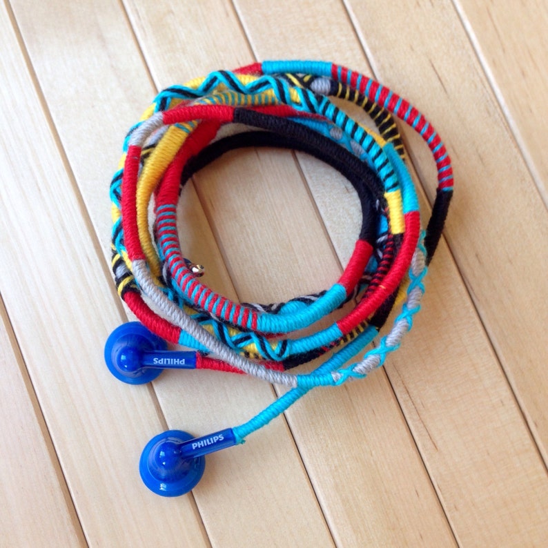Wrapped Colorful Earbuds Handwrapped Multicolor Earbuds Etsy