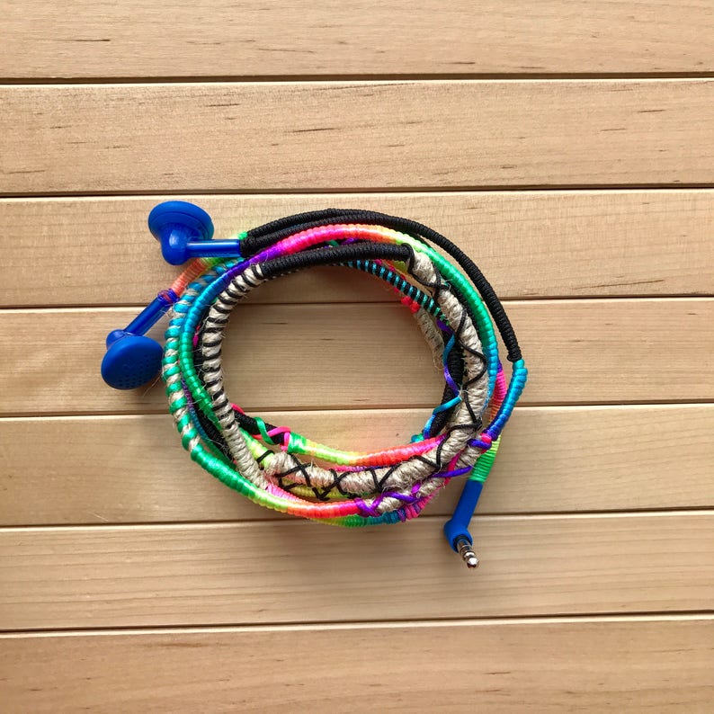 Wrapped Earbuds Earbuds Iphone Earpods Handmade Earbuds Tangle Free Earbuds Iphone Earbuds Design Earbuds Apple Colorful Earbuds