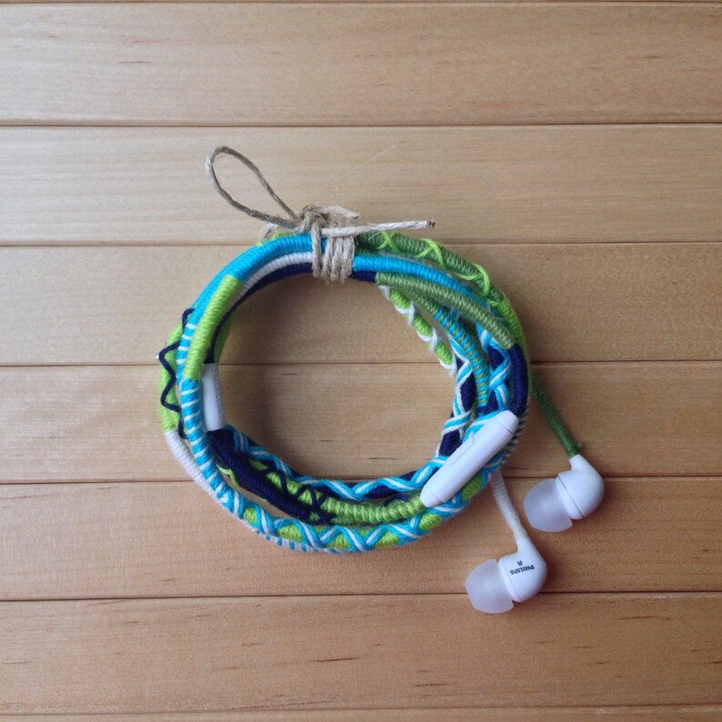 Wrapped Colorful Earbuds With Mic Handwrapped Multicolor Etsy