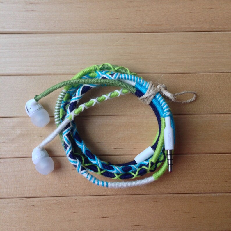 Wrapped Colorful Earbuds with mic Handwrapped Multicolor Etsy