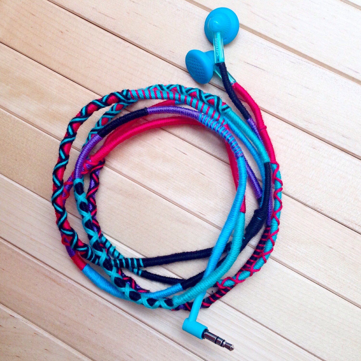 Wrapped Colorful Earbuds Purple Earbuds Handwrapped Etsy