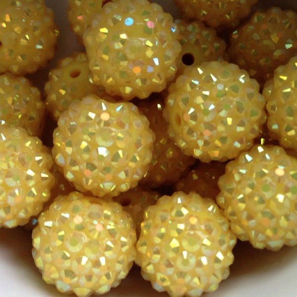 18mm Yellow Rhinestone Sparkly AB Bumpy Chunky Necklace Bead