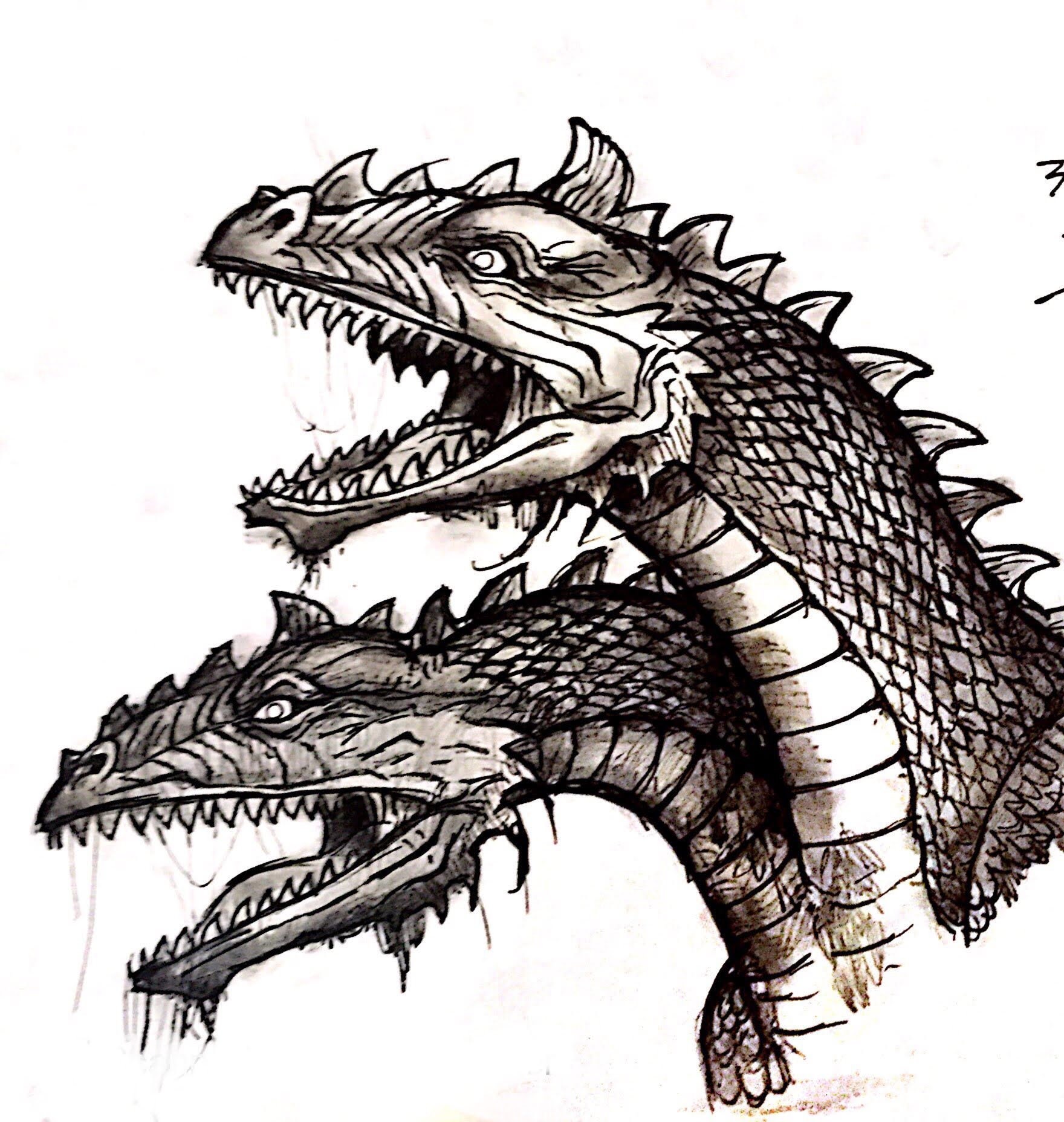 Two Headed Dragon by Yoltonsart - Etsy