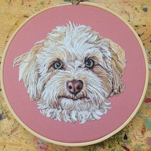 Pet Portraits. Hand Embroidered Portrait. Custom Embroidery. Dog and Cat Gifts. Hoop Art. Embroidery Hoop. Custom Pet Art. Made to Order. image 2