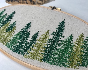 Pine Tree. Hoop. Embroidery. Embroidery Hoop. Handmade. Wall Art. Home Decor. Nature. Outdoors. Embroidered.