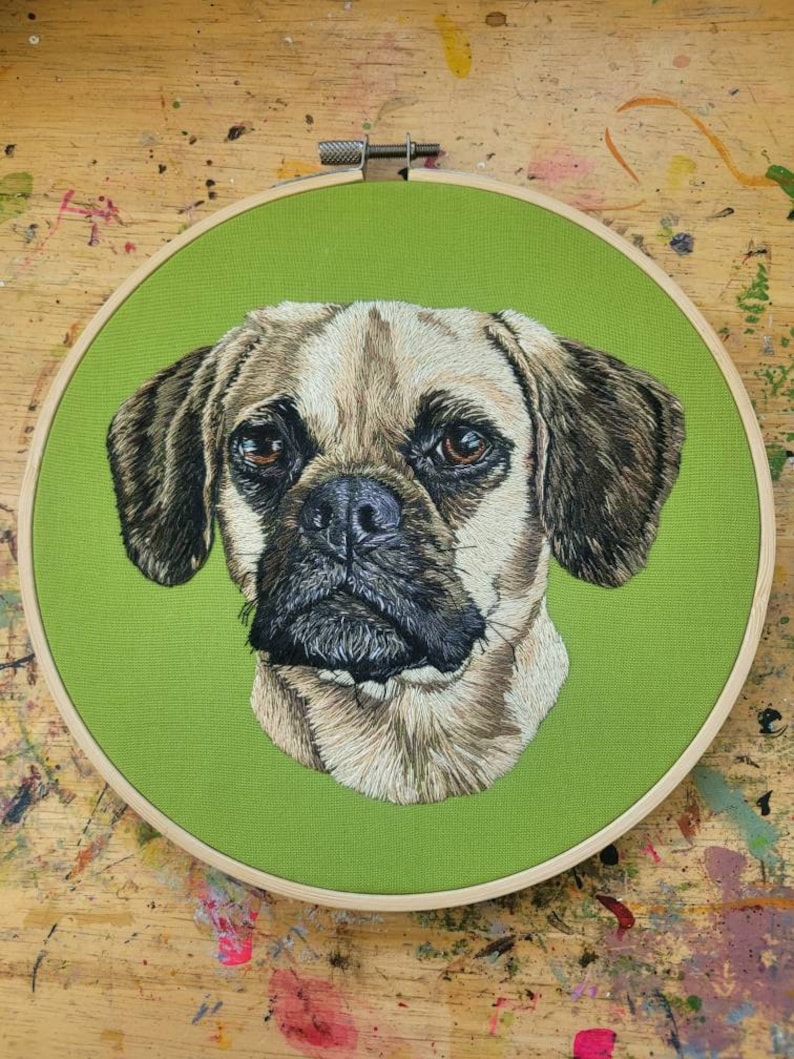 Pet Portraits. Hand Embroidered Portrait. Custom Embroidery. Dog and Cat Gifts. Hoop Art. Embroidery Hoop. Custom Pet Art. Made to Order. image 10