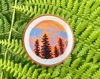 Pine Trees. Sunset. Nature. Sticker. Waterproof. Water bottle. Quote. Embroidery.