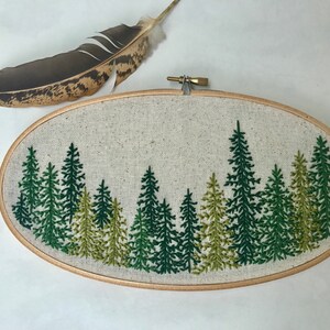 Pine Tree. Hoop. Embroidery. Embroidery Hoop. Handmade. Wall Art. Home Decor. Nature. Outdoors. Embroidered. image 2