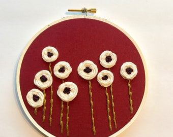 Flowers. Handmade. Hand Embroidery. Embroidery. Embroidery Hoop. Embroidered. Art. Wall Art.