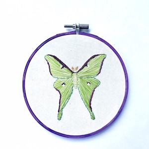 SALE**Luna Moth. Embroidery. Embroidered Art. Embroidery Hoop. Nature. Handmade. Gift. Hand Embroidery.
