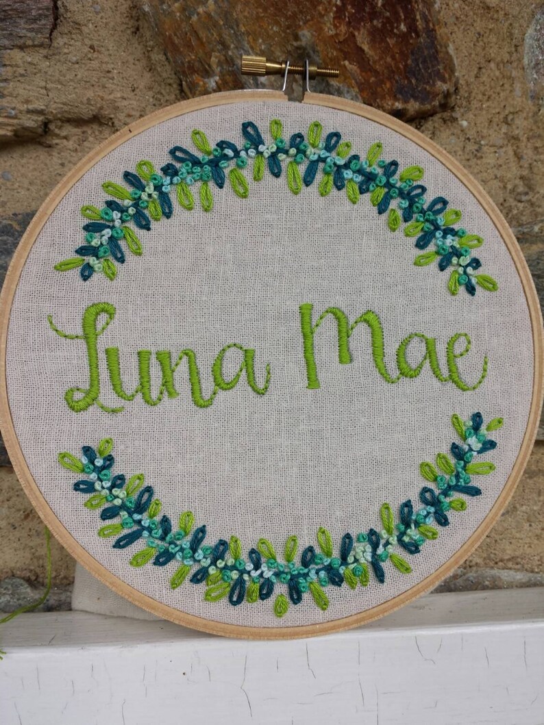 Hand embroidery hoop art name personalized embroidery  etsy