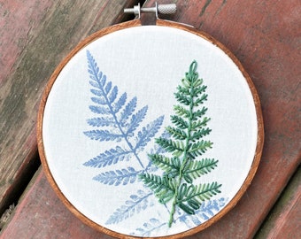 Fern. Fern Print. Nature. Art. Wall Art. Embroidery Hoop. Embroidered Art. Hand Embroidery. Gift.