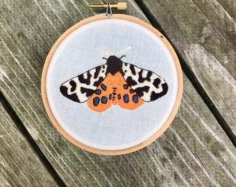 SALE**Tiger Moth. Embroidery. Hand Embroidery. Handmade. Embroidered Art. Art. Wall Decor. Nature.