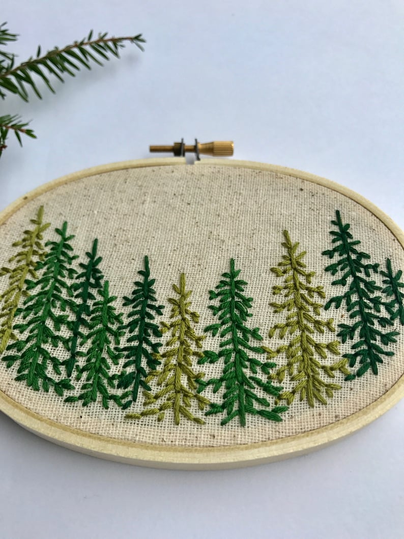 Pine Tree. Embroidery. Embroidery Hoop. Hand Embroidery. Wall Etsy
