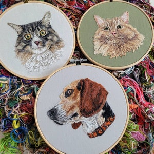 Pet Portraits. Hand Embroidered Portrait. Custom Embroidery. Dog and Cat Gifts. Hoop Art. Embroidery Hoop. Custom Pet Art. Made to Order. image 4