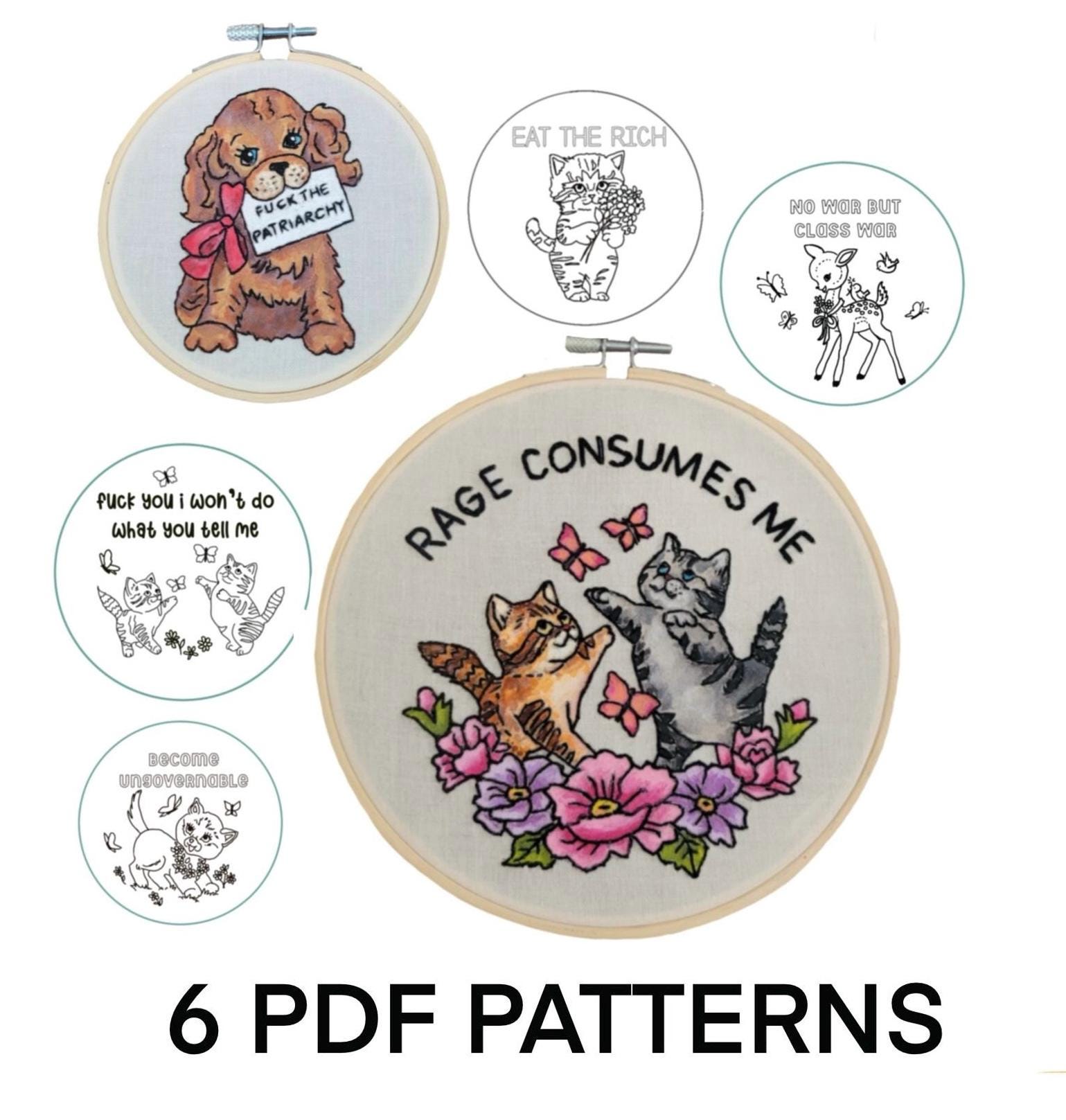 Hand Embroidery Patterns. Digital Download. Political Art Patterns. PDF. Tutorial. Embroidery. Cat Embroidery Patterns. DIY Embroidery. Art
