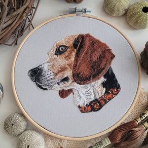 Pet Portraits. Hand Embroidered Portrait. Custom Embroidery. Dog and Cat Gifts. Hoop Art. Embroidery Hoop. Custom Pet Art. Made to Order. image 1