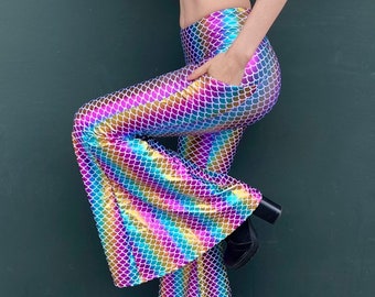 2 Pocket Women's Holo Rainbow Mermaid Holographic Super Bells - Mesmerizing Mermaid - Little Mermaid Costume