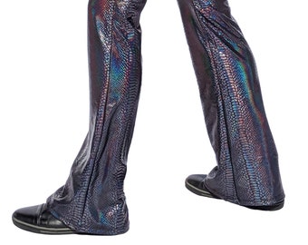 Black Snake Holographic Flare Pants for Men // Men's Leggings