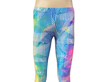 Striped Rainbow Daze Men's Holographic Disco Meggings - Funstigators Festival Clothing