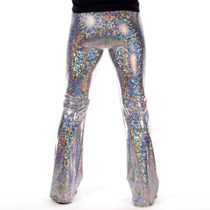 Silver Disco Ball Men's Holographic Flare Pants // Metallic EDM Music ...