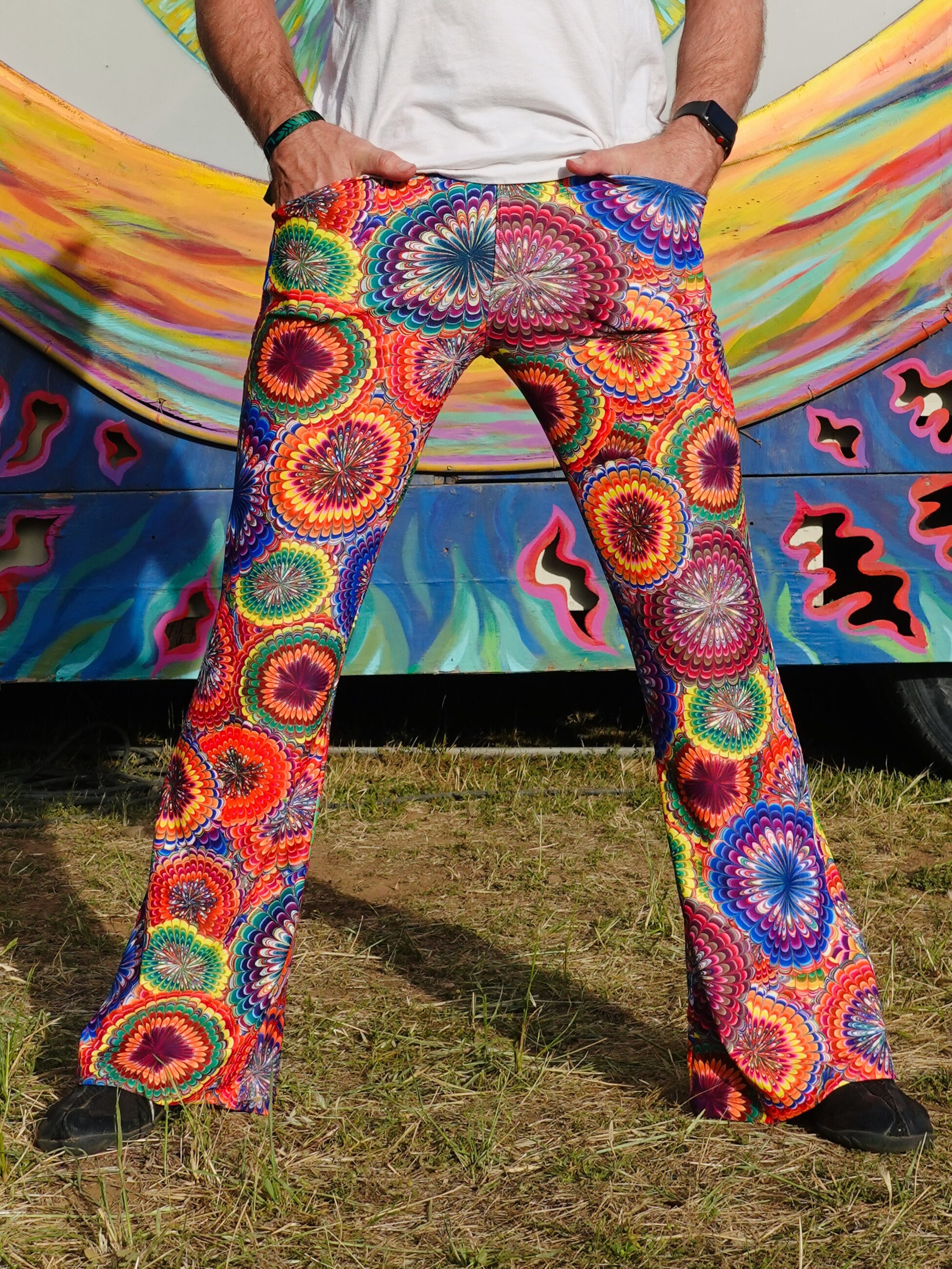 4 Pocket Flower Power Flare Pants Men's Hippie Trippy - Etsy Canada