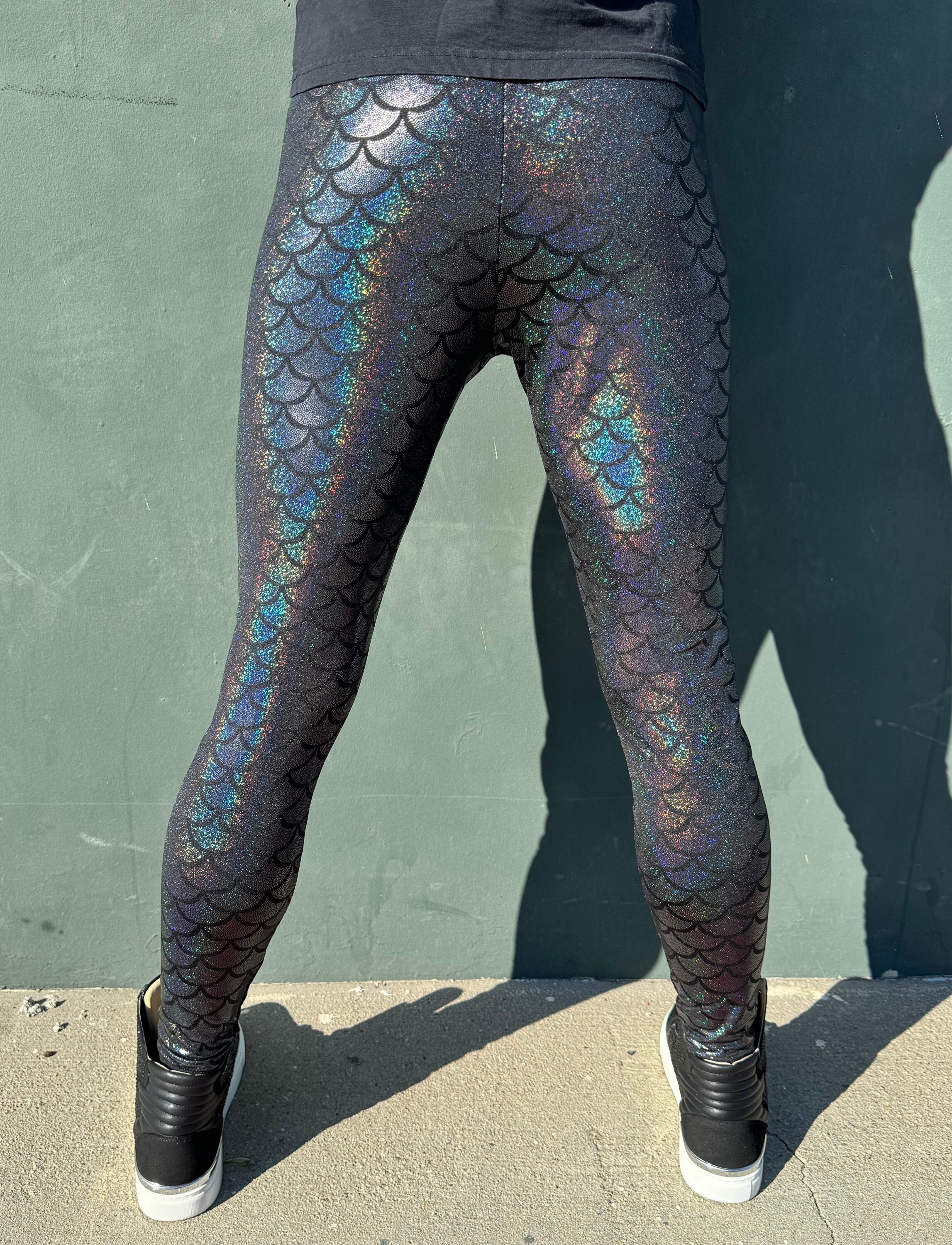 Mermaid Leggings, Dragon Scale Printed Yoga Pants Pastel Mermaid