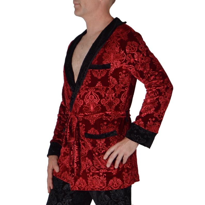 Signature Hugh Hefner Inspired Velvet Smoking Jacket // Hugh Hefner Robe Costume image 3