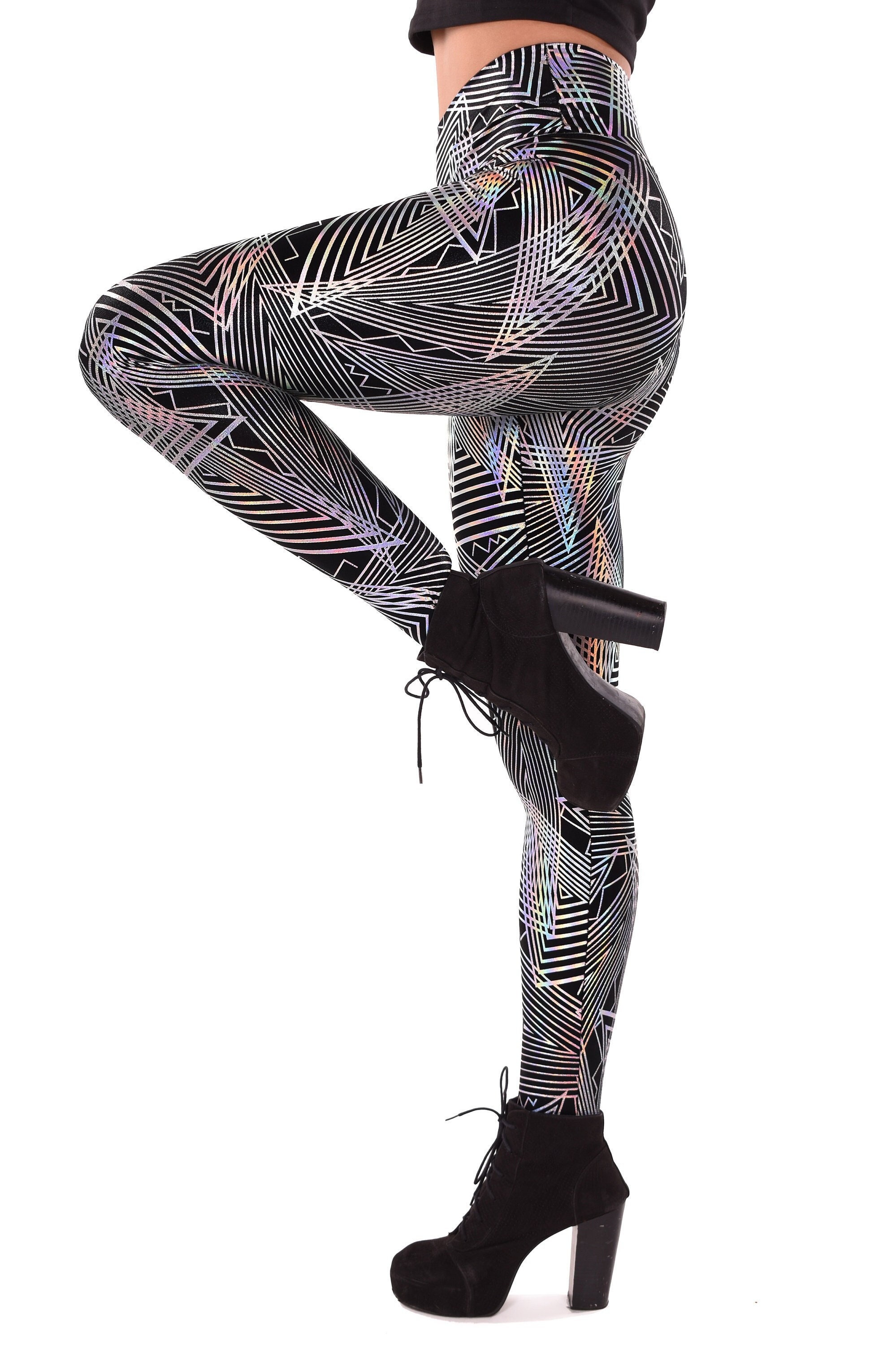 Women's Sparkle Black Iridescent Holographic Leggings – Funstigators