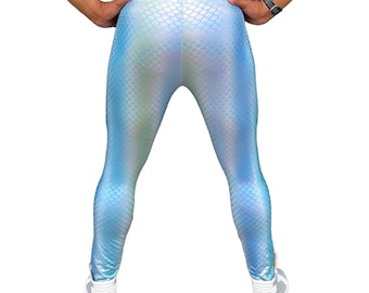 Ice Fish Merman Meggings // Great Festival Mermaid Costume // Holographic Merman Leggings