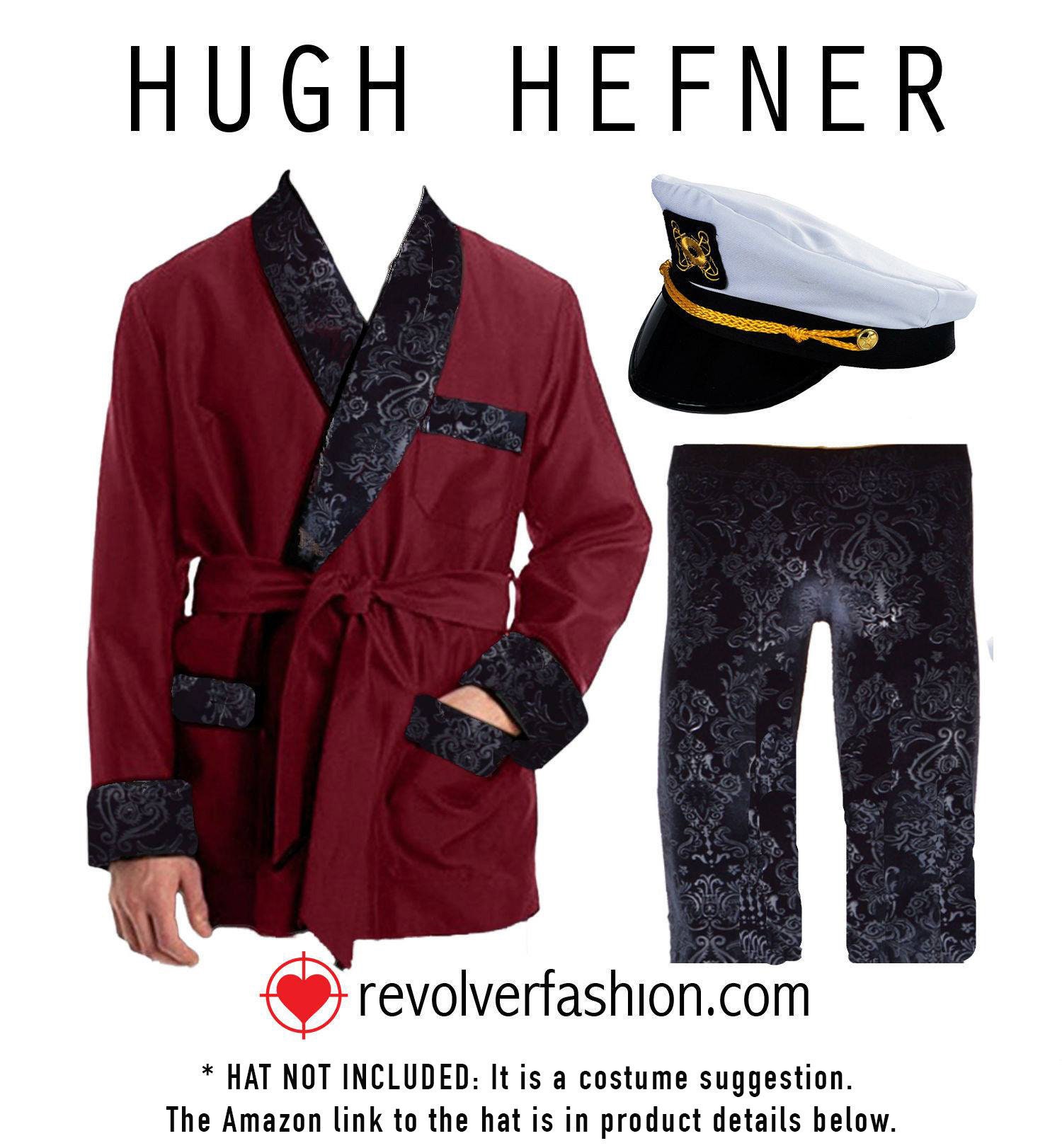 Vintage Men's Smoking Jacket Robe Hugh Hefner Playbo  Burgundy Satin Brocade Kleding Herenkleding Pyjamas & Badjassen Jurken 