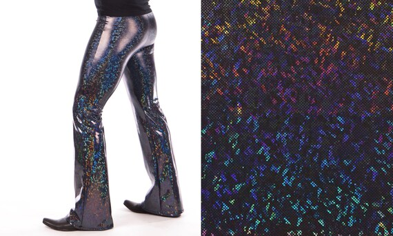 Black Disco Ball Men s Holographic Flared Pants Metallic Men s Bell Bottoms Etsy Canada