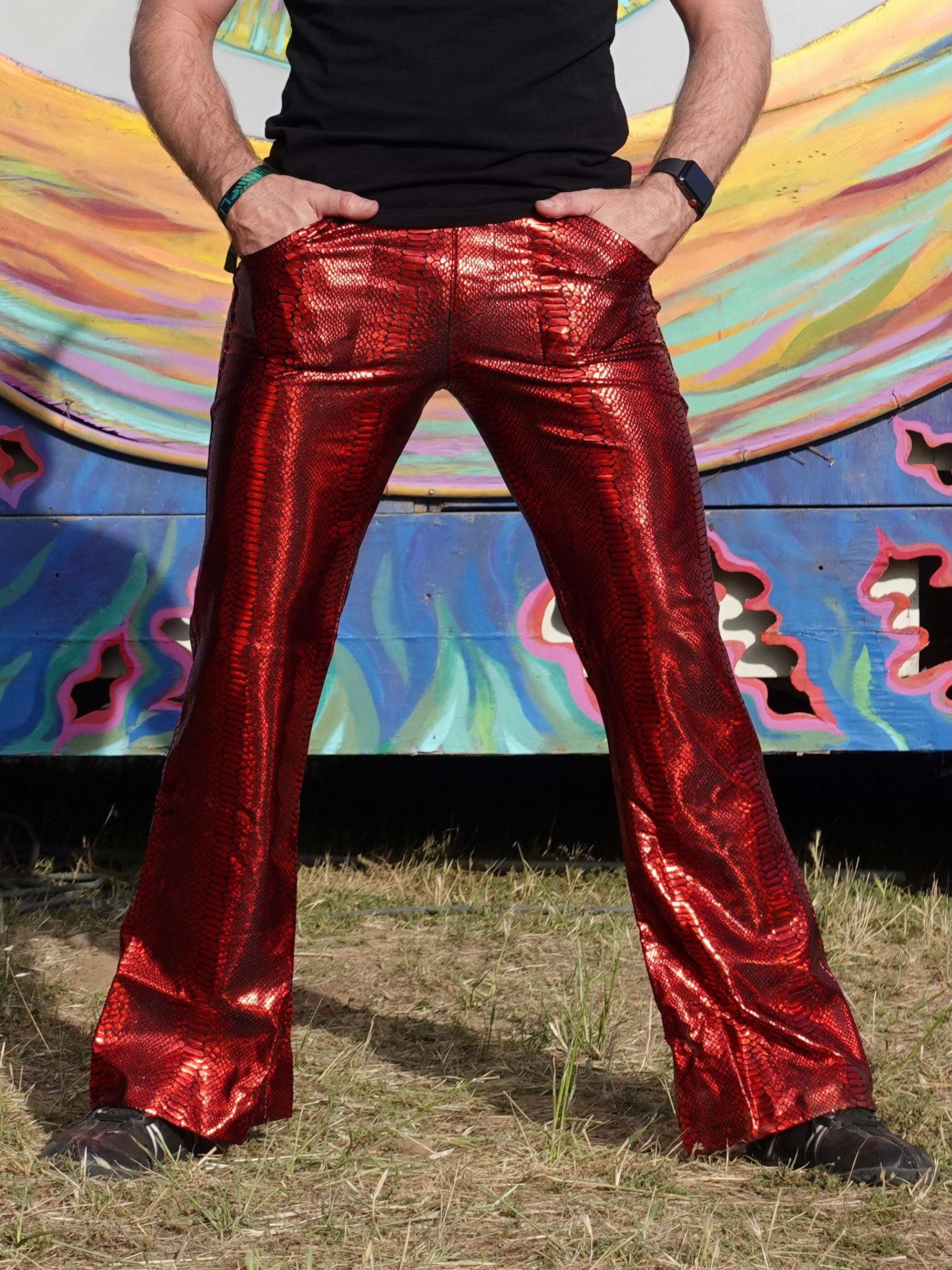 Red snakeskin pants cheap