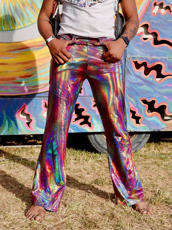 Holographic shop flare pants