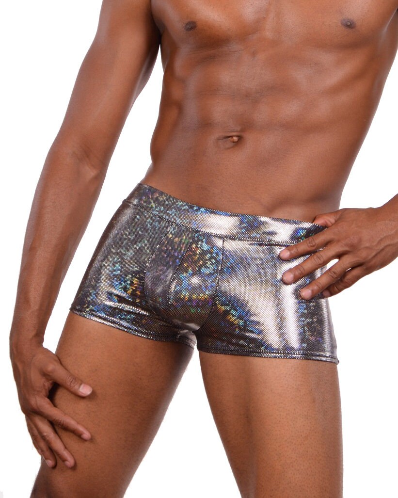 Ropa Ropa para hombre Pantalones cortos 4 Colores Disco Holograph Men's Pouch Booty Shorts // Bañadores delanteros cuadrados 