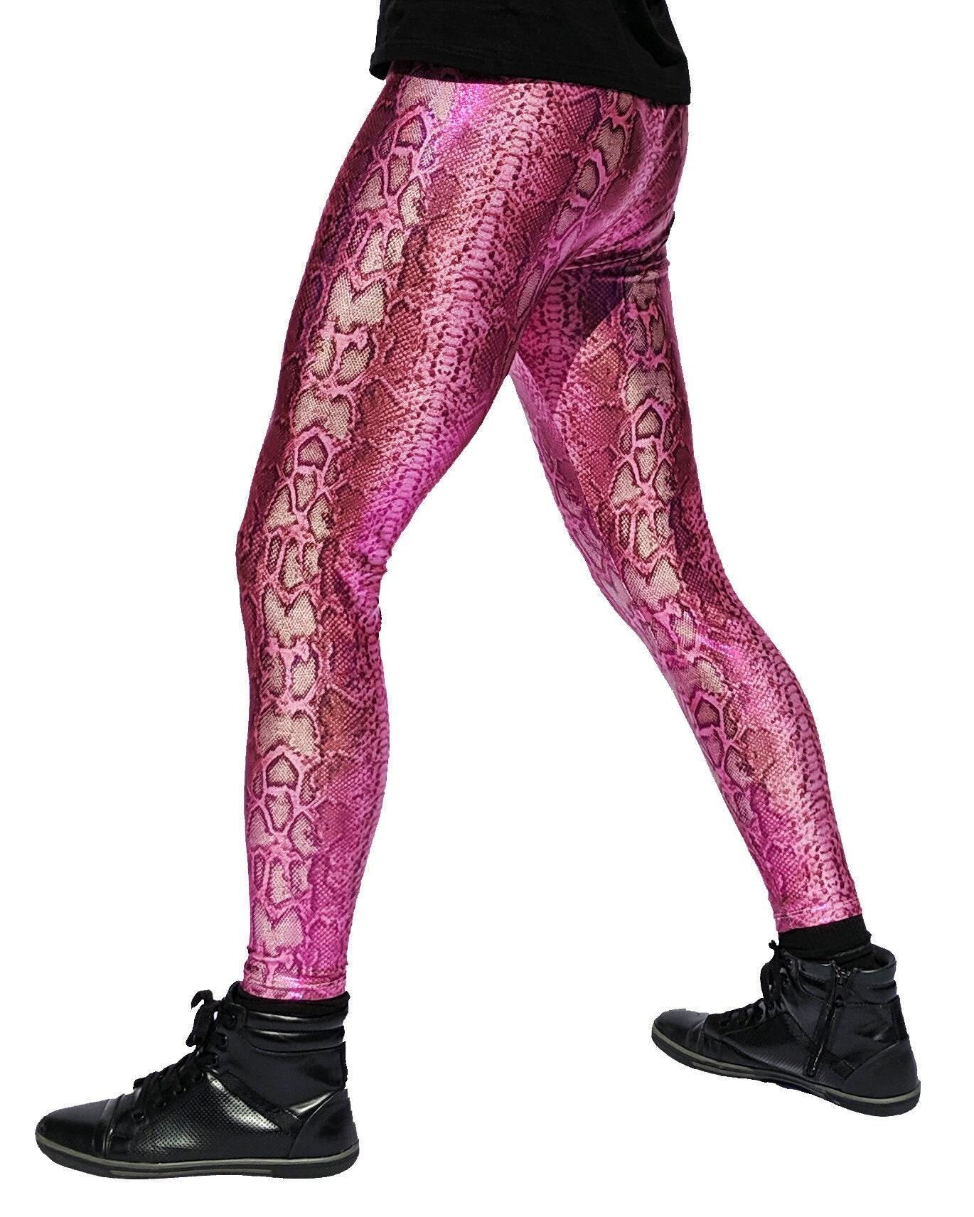 Snake Silver: Holographic Iridescent Silver Snake Skin Meggings