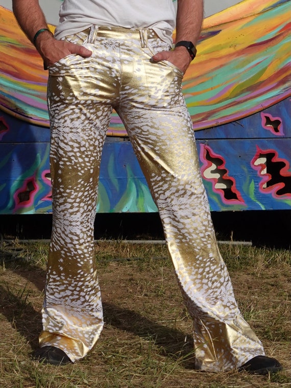 Rainbow Daze Flared Holographic Pants - Made in the USA - Festival Clo –  Funstigators