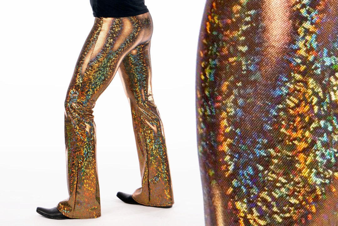 Women's Gold Disco Ball Dance Pants Holographic Fashion Leggings