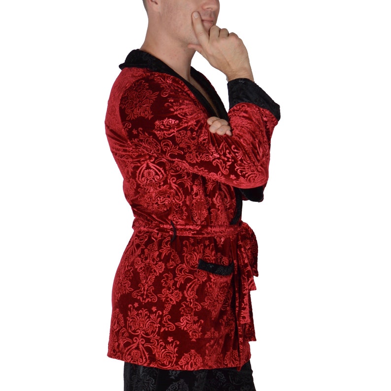 Signature Hugh Hefner Inspired Velvet Smoking Jacket // Hugh Hefner Robe Costume image 5