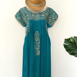Mexican embroidered dress, Oaxaca dress, Maxi Dress, San Antonio, Mexican Dress, Antonino Dress, Mexican style, 70s dresses