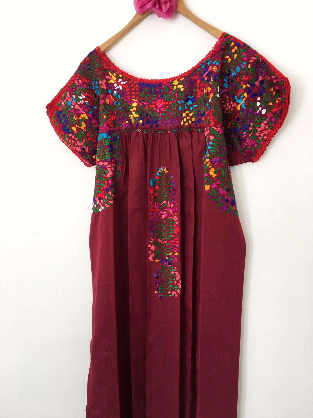 Mexican Embroidered Dress Oaxaca Dress Maxi Dress San - Etsy