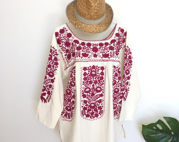 Mexican Robe Mexican Blouse, Hand-embroidered Robe, Beautiful Colorful Mexican ...