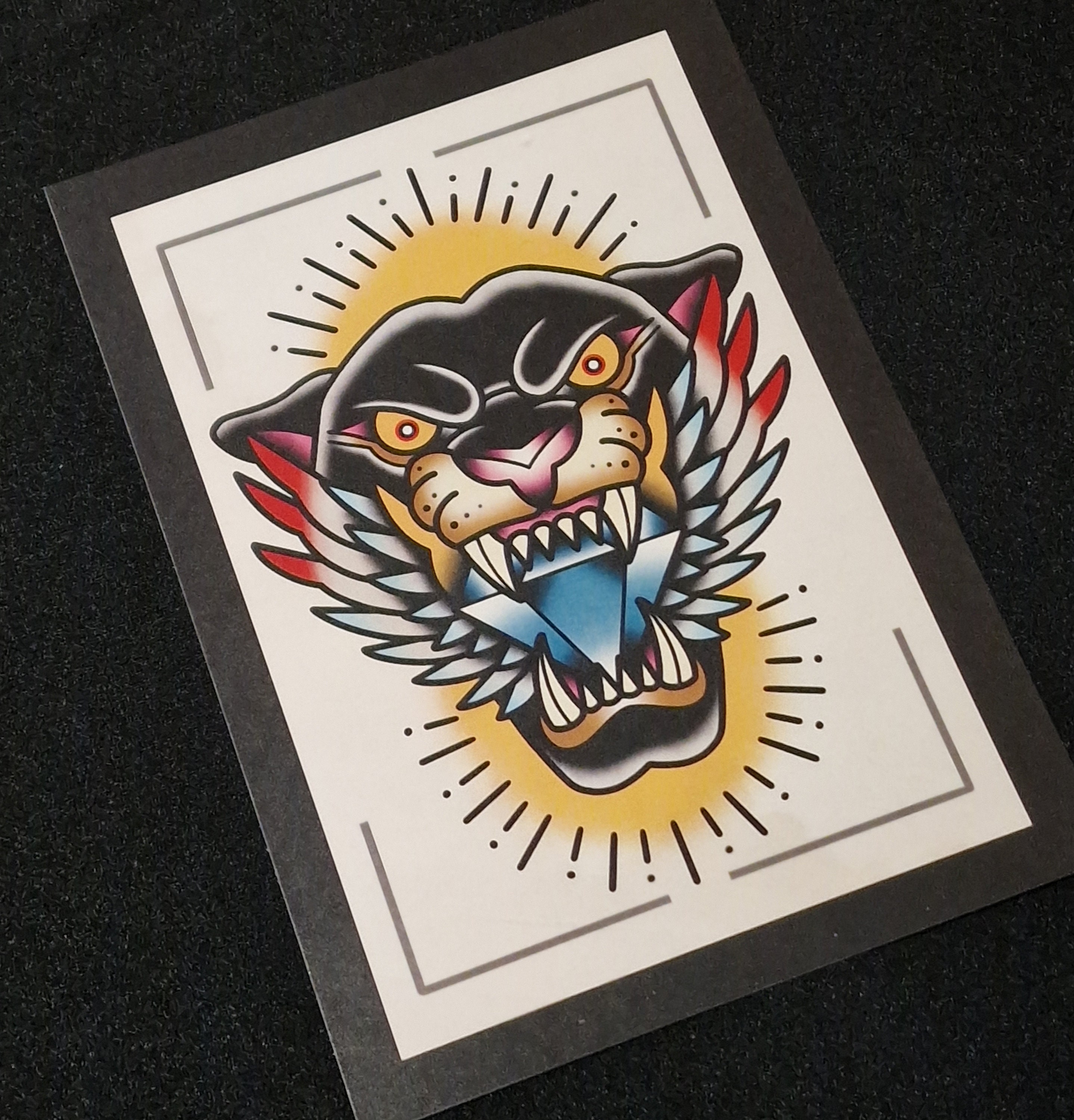 Premium Vector | Traditional panther face tattoo design