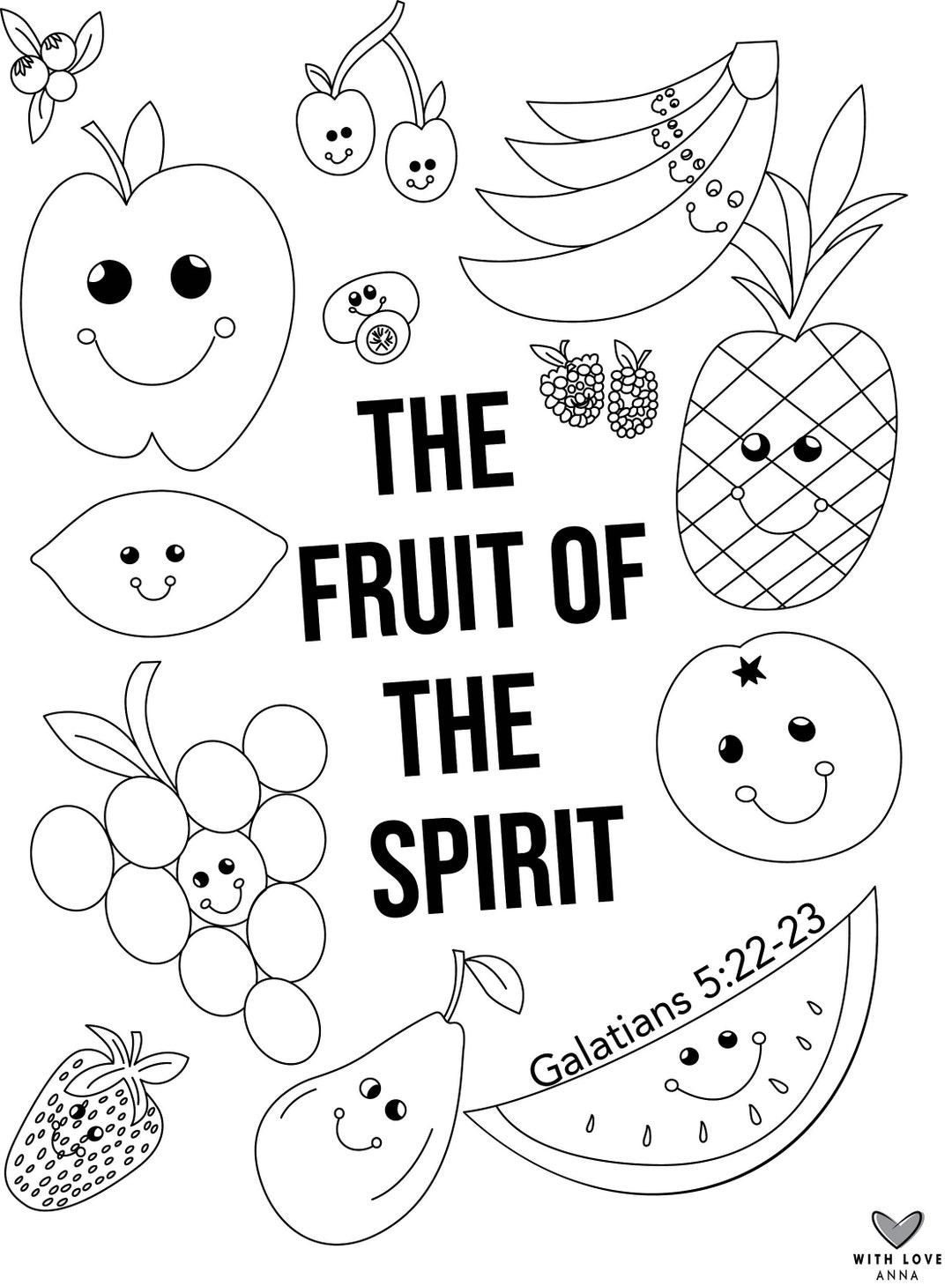 Fruit of the Spirit Coloring Sheet Etsy