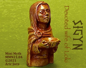 Sigyn, the devoted wife of Loki. The Mini Myth Collection® Norse Viking Mythology STATUE, sculpture, figure, figurine Pagan altar