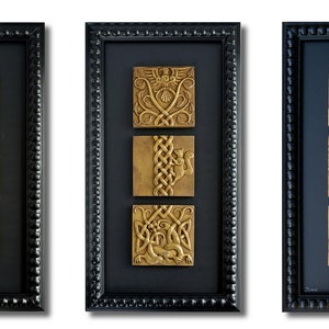 Fishing for Jormungand MULTIPLE FINISH OPTIONS framed triptych sculptural relief Norse Viking myth image 4