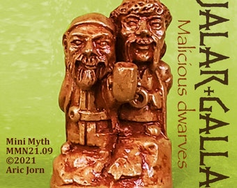 Fjalar & Galar. Malicious dwarves who made the Mead of Poetry. The Mini Myth Collection® Norse Viking Mythology figure, Pagan altar