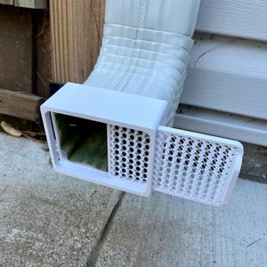 Gutter Downspout Drain Guard (2 PACK), Erosion Defuser/Preventer for Rodents, Critters, Insects & Pests. Tooless clean out design