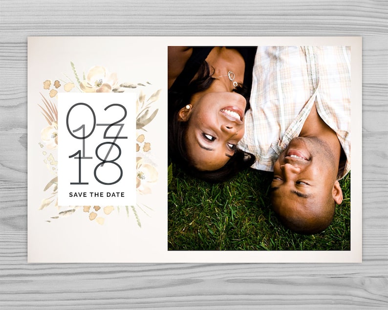 Customizable Printable Design Printable Save the Date White Flowers
