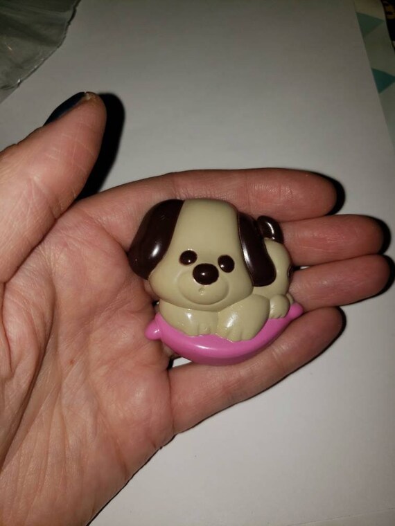 70s Avon Puppy Love Pin Pal Brooch Solid Perfume Dog Gem